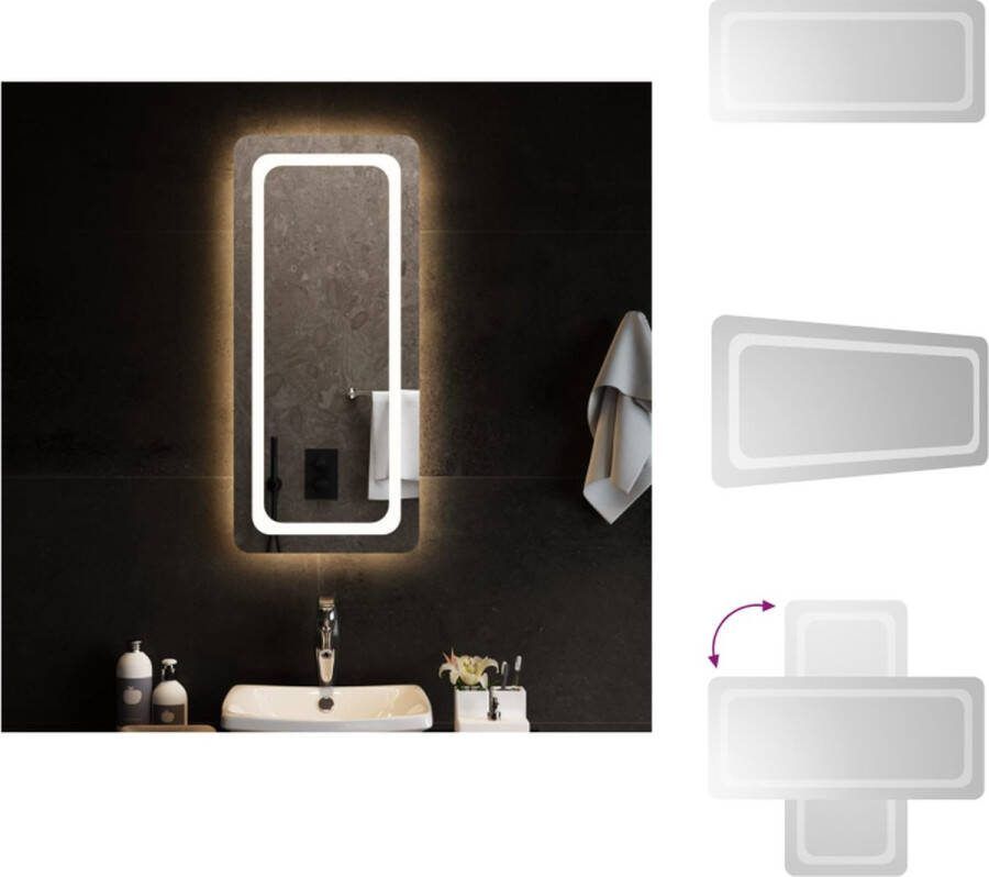 VidaXL LED Badkamerspiegel 40x90cm IP65 Met USB Interface Eenvoudige Installatie Spiegel