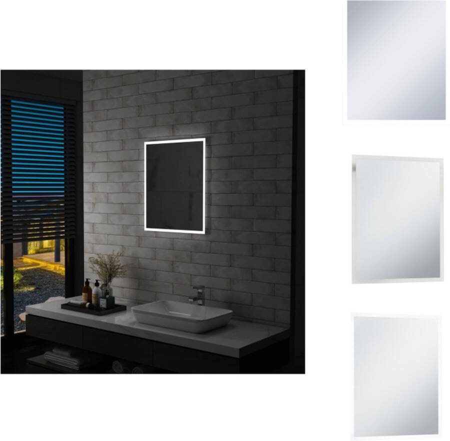 VidaXL LED Badkamerspiegel 50 x 60 cm IP44 Zilver Glas en aluminium frame Spiegel