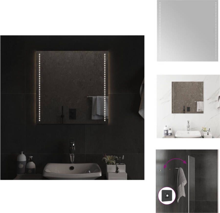 VidaXL LED-badkamerspiegel 60 x 60 cm IP65 USB-interface Eenvoudige installatie Glasmateriaal Spiegel