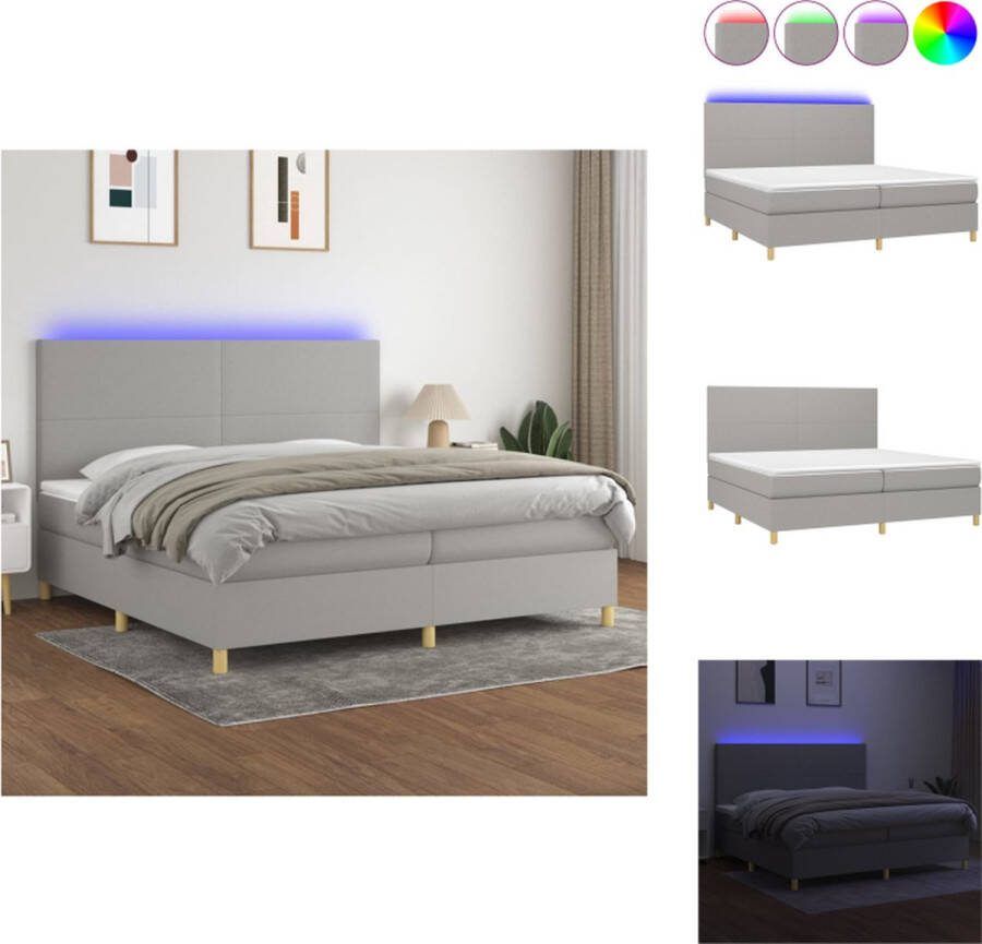 VidaXL LED Boxspring Pocketvering 100x200 Verstelbaar hoofdbord Kleurrijke LED-verlichting Bed