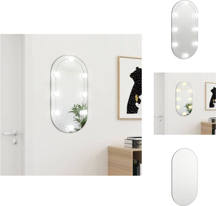 VidaXL LED Spiegel Wandgemonteerd 80x40cm Dikte 0.4cm LED-verlichting USB-interface Montage vereist Materiaal- glas Kleurtemperatuur- 3.000 6.000 K Spiegel