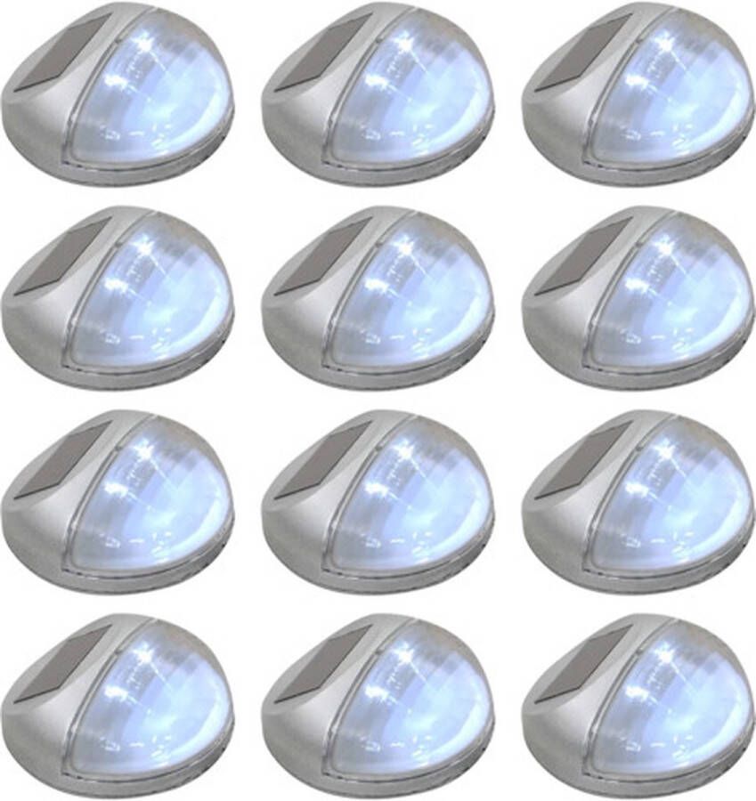 VidaXL LED-wandlampen solar rond zilver 12 st