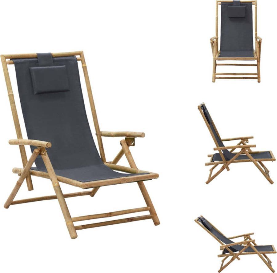 VidaXL Leunstoel Tuinmeubelen 64 x 89 x (71 94) cm Inklapbaar Donkergrijs Tuinstoel
