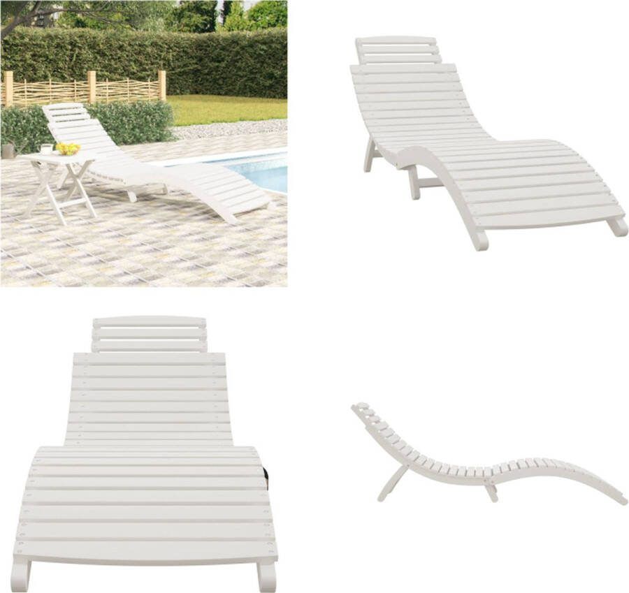 VidaXL Ligbed 184x55x64 cm massief acaciahout wit Ligbed Ligbedden Buitenbed Ligstoel