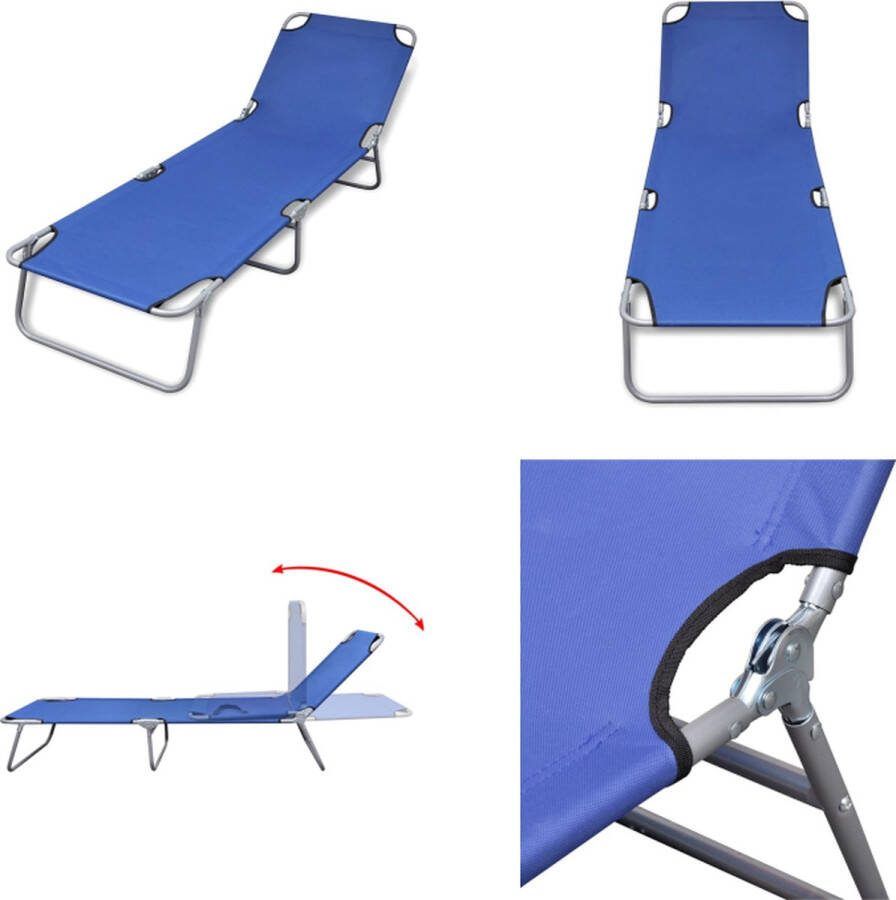 VidaXL Ligbed inklapbaar gepoedercoat staal blauw Ligstoel Ligstoelen Lig Stoel Lig Stoelen