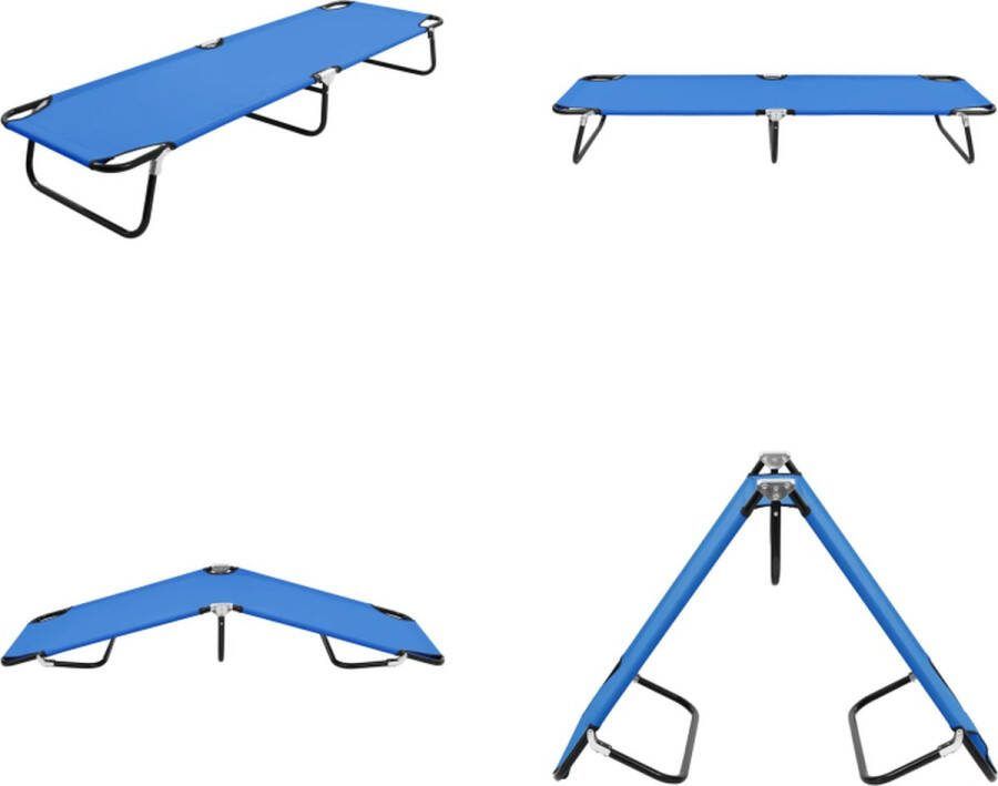 VidaXL Ligbed inklapbaar staal blauw Ligbed Ligbedden Zonnebed Zonnebedden