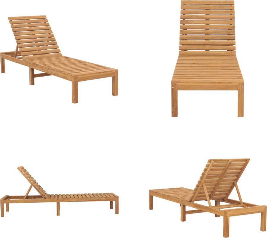 VidaXL Ligbed massief teakhout Zonnestoel Zonnestoelen Zonnebed Zonnebedden