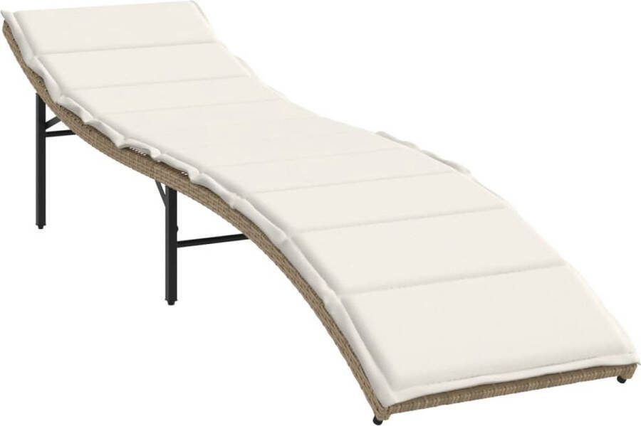 VidaXL Ligbed met kussen 55x199x50 cm poly rattan beige