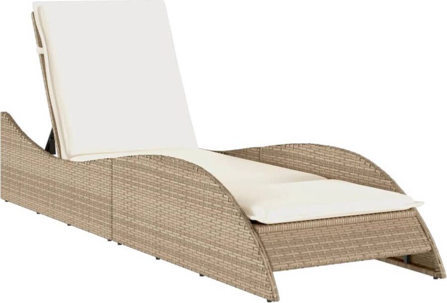 VidaXL Ligbed met kussen 60x205x73 cm poly rattan beige