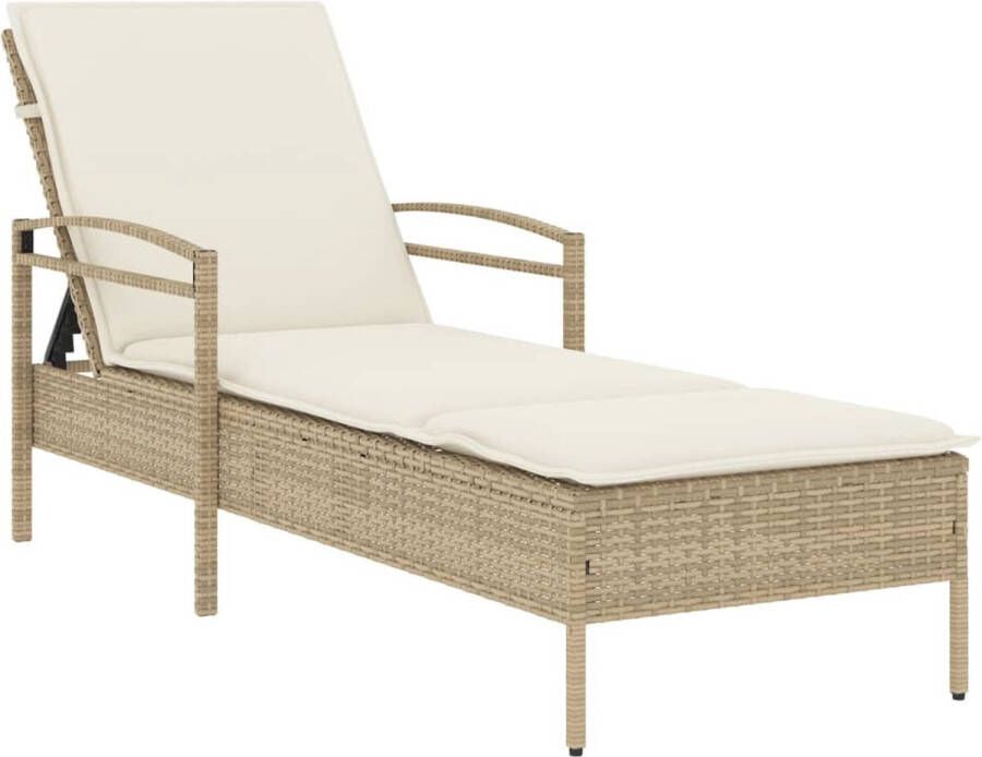 VidaXL Ligbed met kussen 63x200x81 cm poly rattan beige