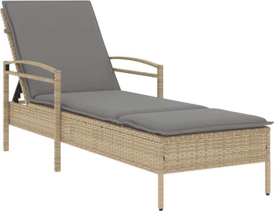 VidaXL Ligbed met kussen 63x200x81 cm poly rattan beige