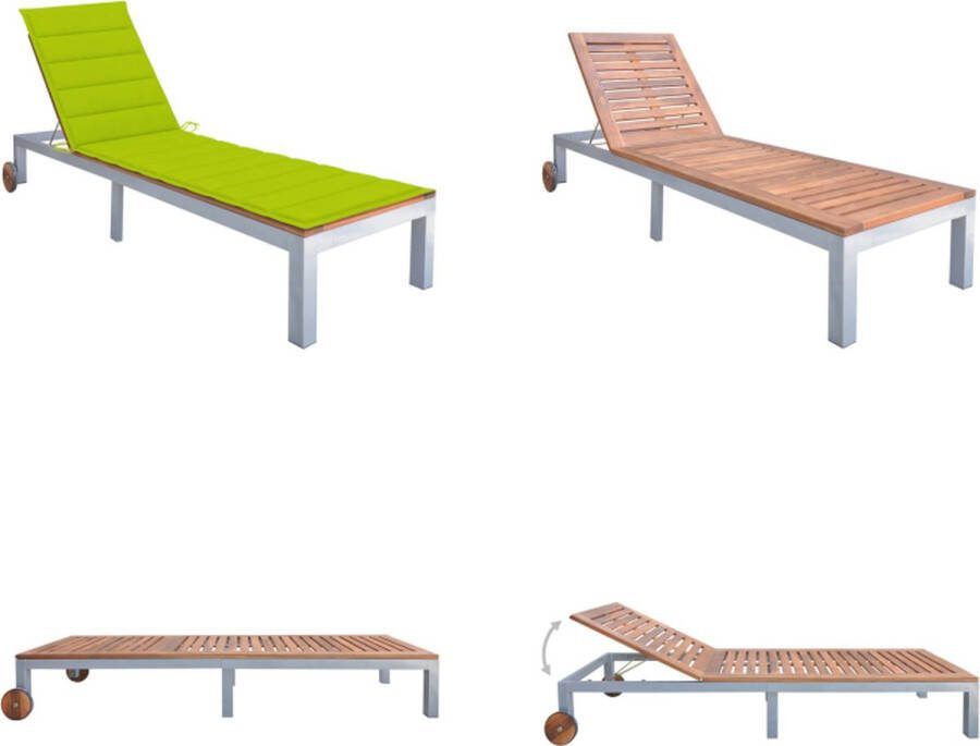 VidaXL Ligbed met kussen massief acaciahout en gegalvaniseerd staal Ligbed Ligstoel Ligbedden Ligstoelen