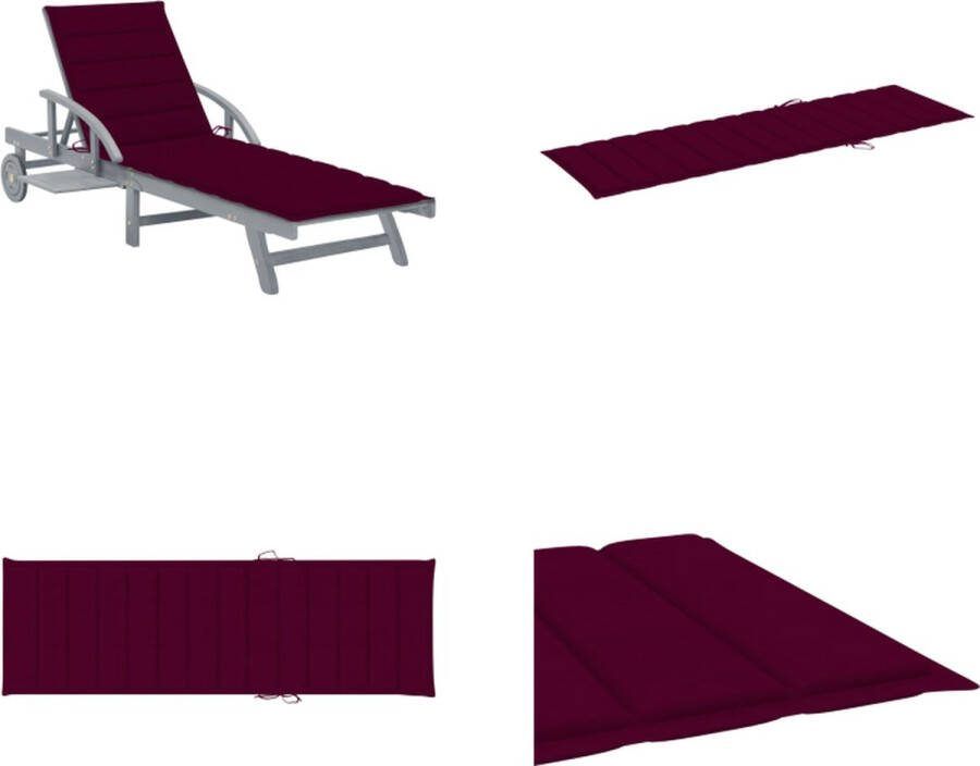 VidaXL Ligbed met kussen massief acaciahout Ligbed Ligstoel Ligbedden Ligstoelen