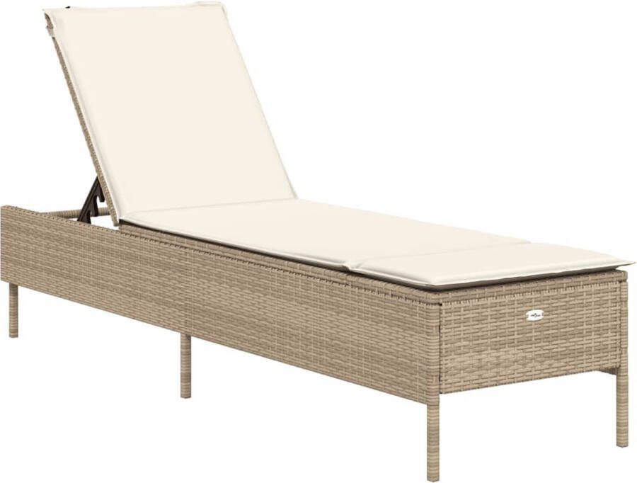 VidaXL Ligbed met kussen poly rattan beige