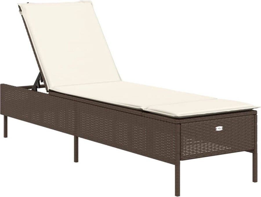 VidaXL Ligbed met kussen poly rattan bruin