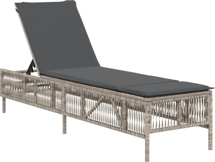 VidaXL Ligbed met kussen poly rattan lichtgrijs
