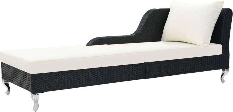 VidaXL -Ligbed-met-kussen-poly-rattan-zwart