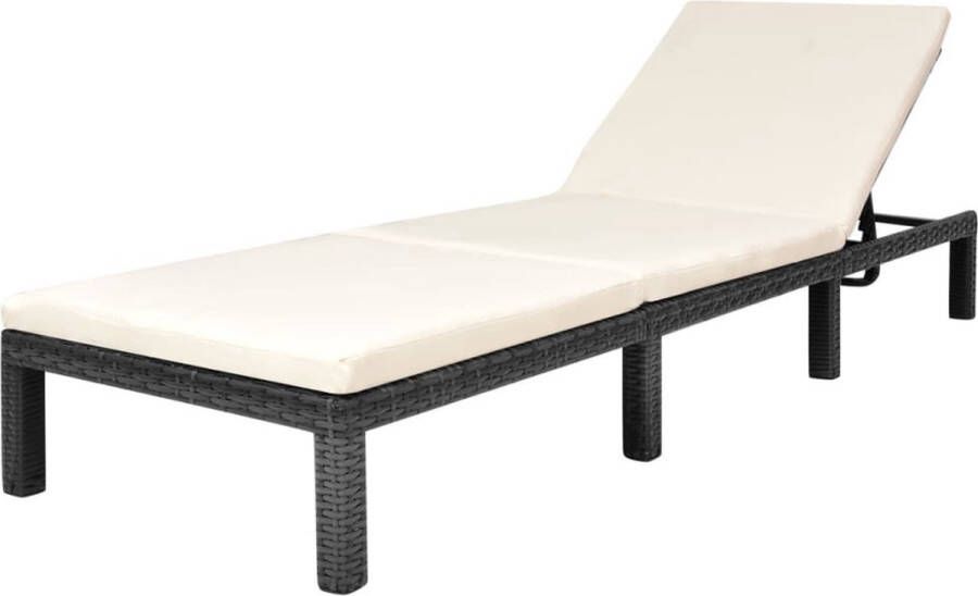 VidaXL -Ligbed-met-kussen-poly-rattan-zwart