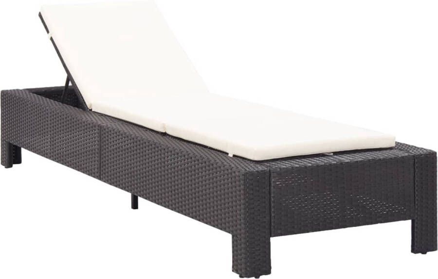 VidaXL -Ligbed-met-kussen-poly-rattan-zwart