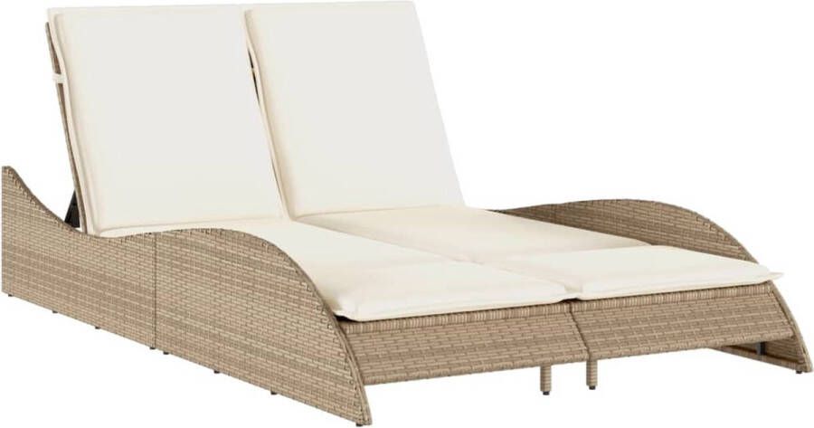 VidaXL Ligbed met kussens 114x205x73 cm poly rattan beige