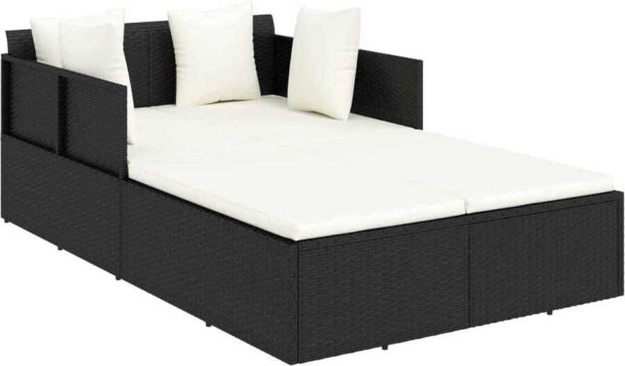 VidaXL -Ligbed-met-kussens-182x118x63-cm-poly-rattan-zwart