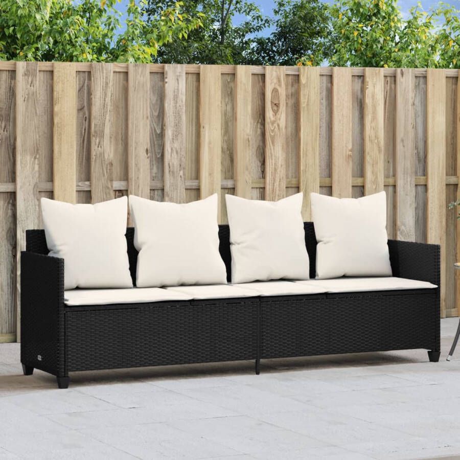 VidaXL Ligbed met kussens Poly rattan Zwart VDXL_46224