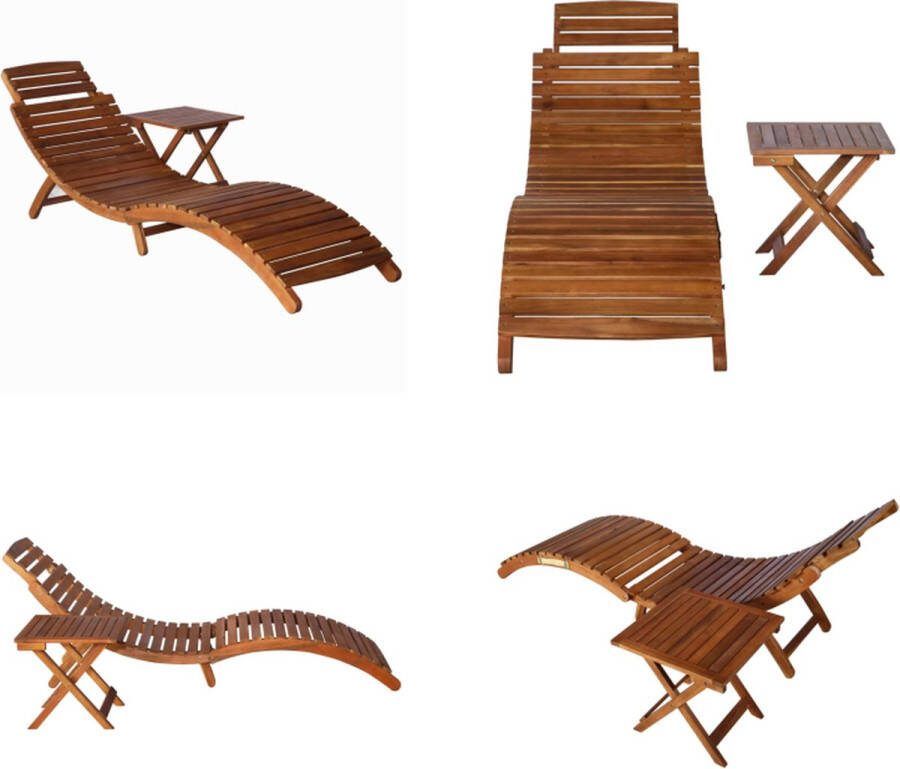 VidaXL Ligbed met tafel massief acaciahout bruin Ligbed Met Tafel Ligbedden Met Tafels Ligbeddenset Ligbeddensets