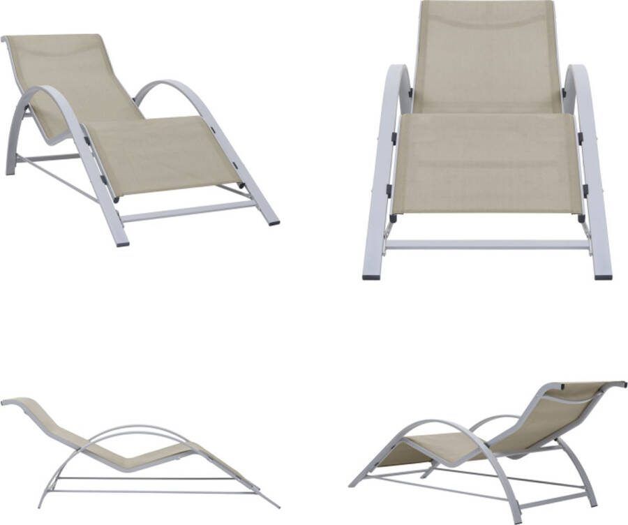 VidaXL Ligbed textileen en aluminium crèmekleurig Ligbed Ligbedden Ligstoel Ligstoelen