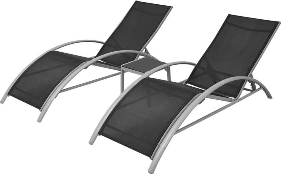 VidaXL -Ligbedden-met-tafel-aluminium-zwart
