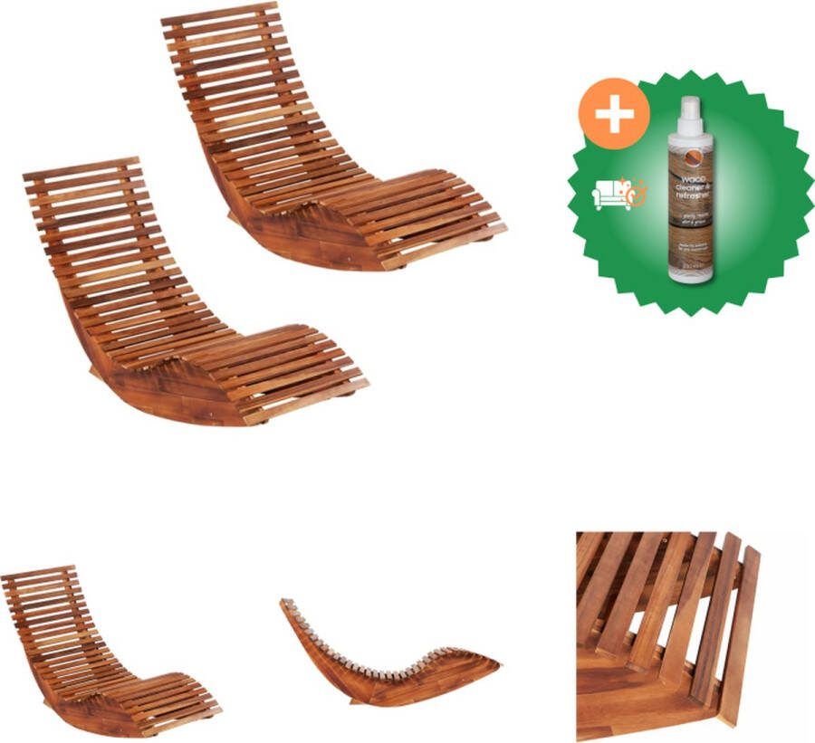 VidaXL Schommelstoel Rustieke Charme 149 x 60 x 86 cm Acaciahout Set van 2 Tuinstoel Inclusief Houtreiniger en verfrisser