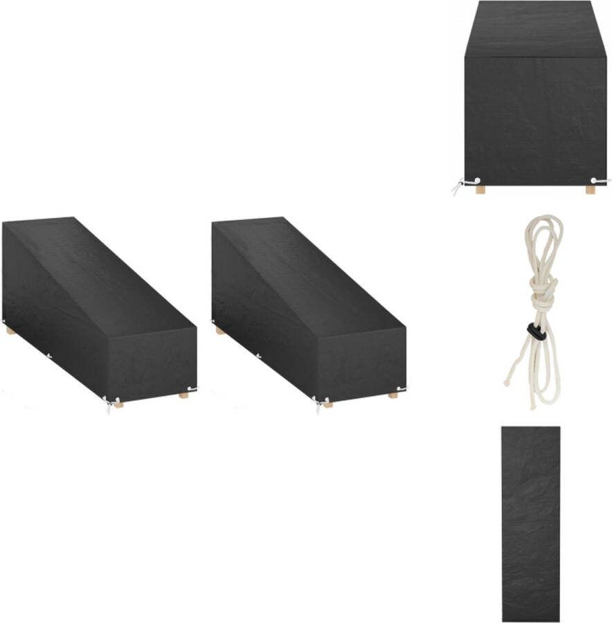 VidaXL Ligbedhoezen 200 x 65 x 35 60 cm Water- en uv-bestendig PE materiaal 100 g m² stofdichtheid 12 oogjes Bevestigingskoord met slot 2 stuks Tuinmeubelhoes