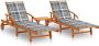 VidaXL -Ligstoelen-2-st-met-tafel-en-kussens-massief-acaciahout - Thumbnail 1