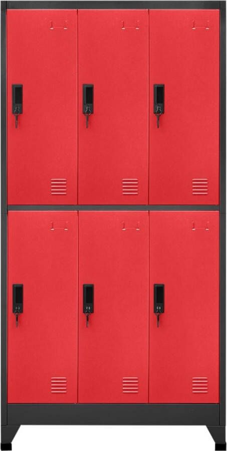 vidaXL Lockerkast 90x45x180 cm staal antracietkleurig en rood