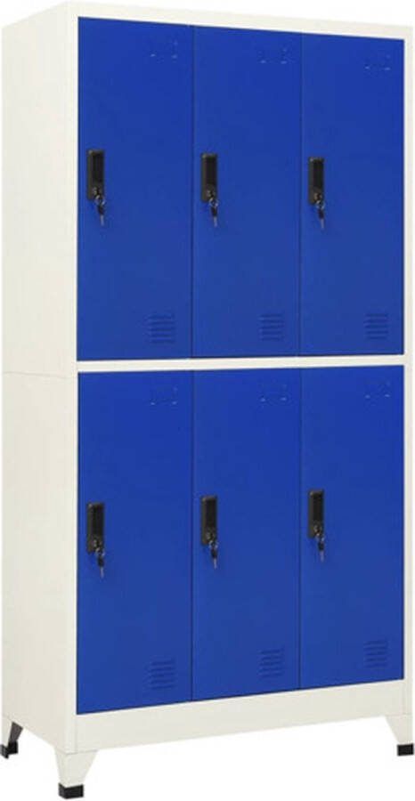 Vida XL vidaXL Lockerkast 90x45x180 cm staal grijs en blauw-VXL-339802