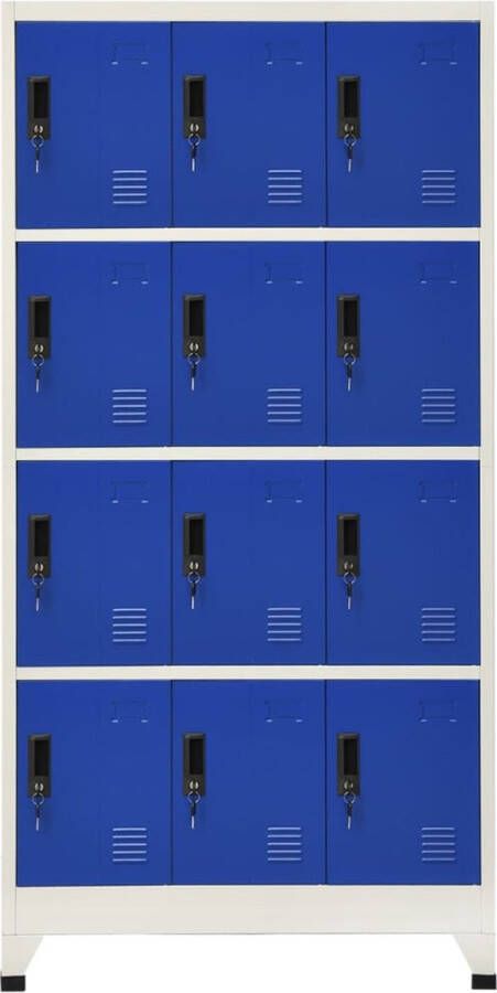 Vida XL vidaXL Lockerkast 90x45x180 cm staal grijs en blauw-VXL-339818