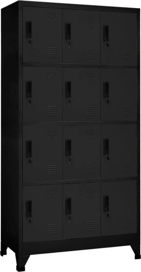 VidaXL Lockerkast 90x45x180 cm staal zwart