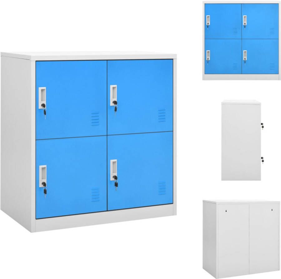 VidaXL Lockerkast Modern Design Opbergkast Afmetingen- 90 x 45 x 92.5 cm Kleur- Lichtgrijs en Blauw Kast
