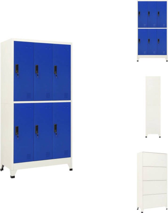 VidaXL Lockerkast Modern Opbergkast 90 x 45 x 180 cm Staal Grijs Blauw Kast