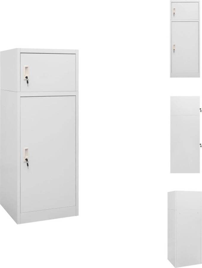 VidaXL Lockerkast Staal 53x53x140 cm Lichtgrijs Stokpaard
