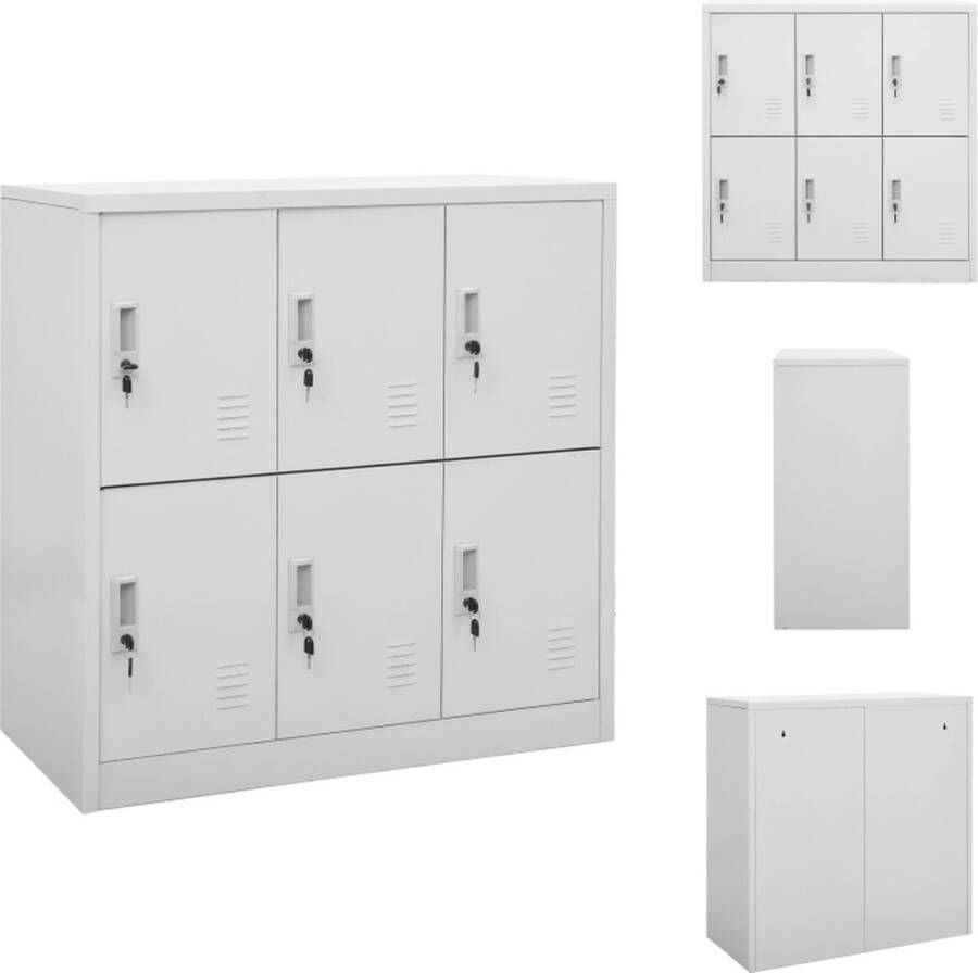 VidaXL Lockerkast Staal 90 x 45 x 92.5 cm Lichtgrijs Kast