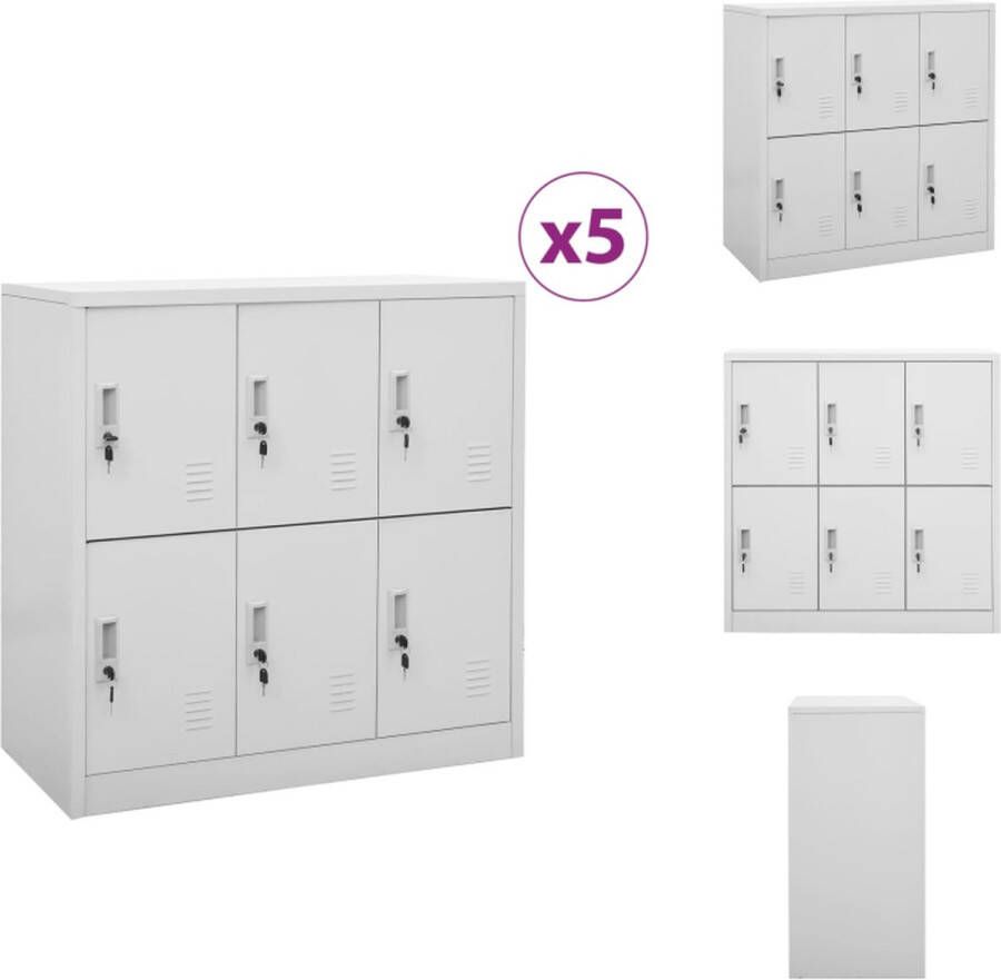 VidaXL Lockerkast Staal 90 x 45 x 92.5 cm Lichtgrijs Kast