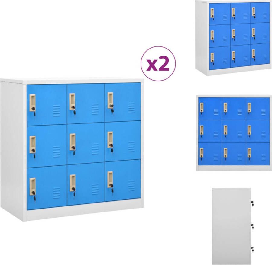 VidaXL Lockerkasten Moderne Opbergkast 90 x 45 x 92.5 cm Lichtgrijs Blauw Kast