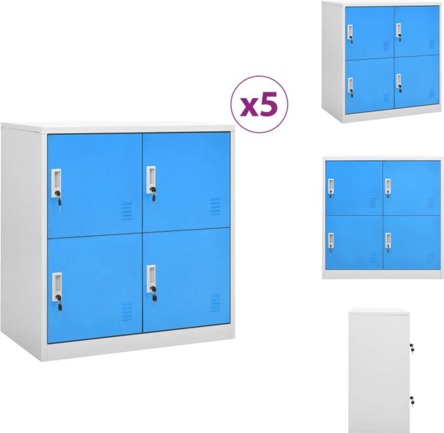 VidaXL Lockerkasten Opbergkast 90 x 45 x 92.5 cm Staal Lichtgrijs en blauw Kast