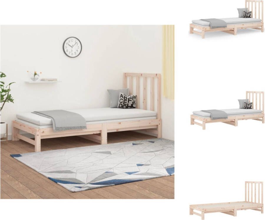 VidaXL Logeerbed Slaapbank Massief grenenhout Uitschuifbaar Comfortabele ondersteuning 205.5x182x30 cm Bed