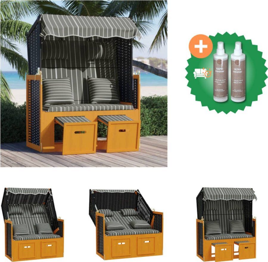 VidaXL Lounge Poly Rattan Strandstoel 115x55x133 151 156 cm Zwart Grijs Wit Ligbed Inclusief Onderhoudsset