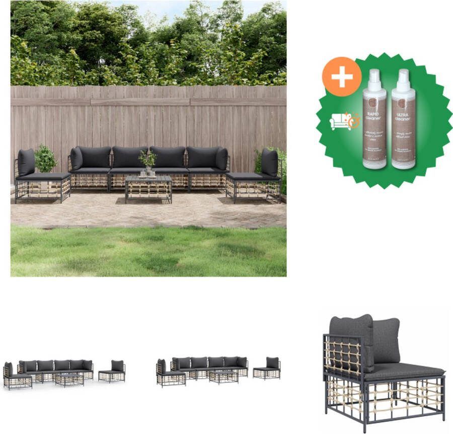 VidaXL Lounge Set Antraciet poly rattan Hoekbank 72x72x66 cm Middenbank 72x70x66 cm Tafel 70x70x34 cm Inclusief kussens Loungebank Inclusief Onderhoudsset