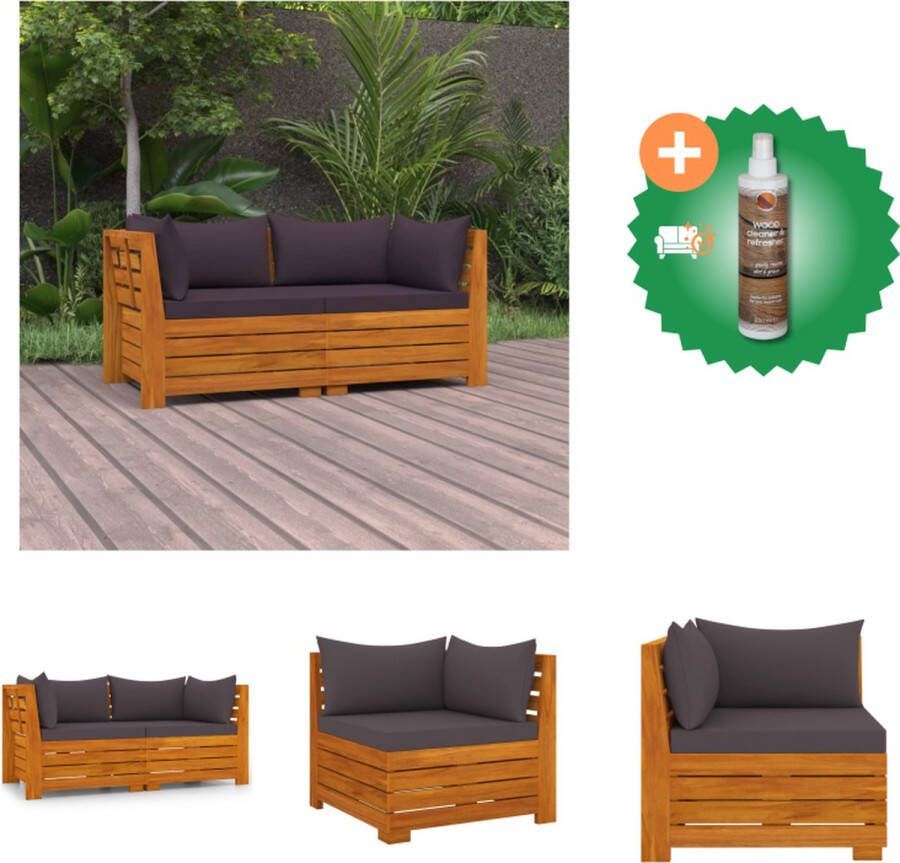 VidaXL Loungebank Acaciahout 68 x 68 x 60 cm Donkergrijs kussen Tuinset Inclusief Houtreiniger en verfrisser