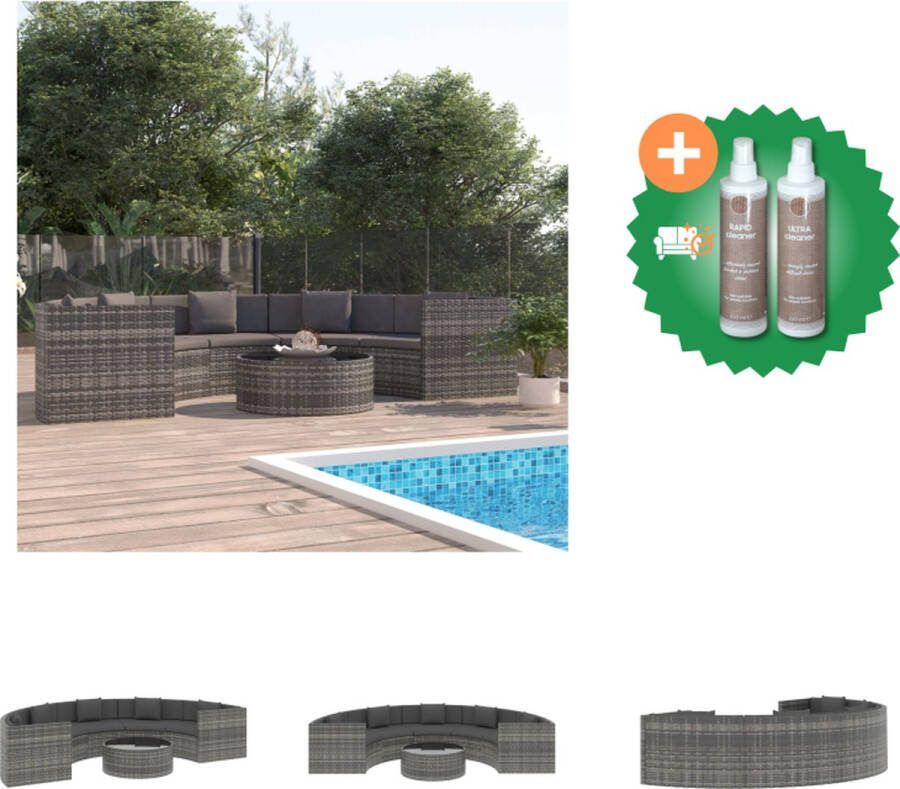 VidaXL Loungebank Cozumel Tuinmeubelen 280 x 145 x 58 cm Bruin Donkergrijs Tuinset Inclusief Onderhoudsset