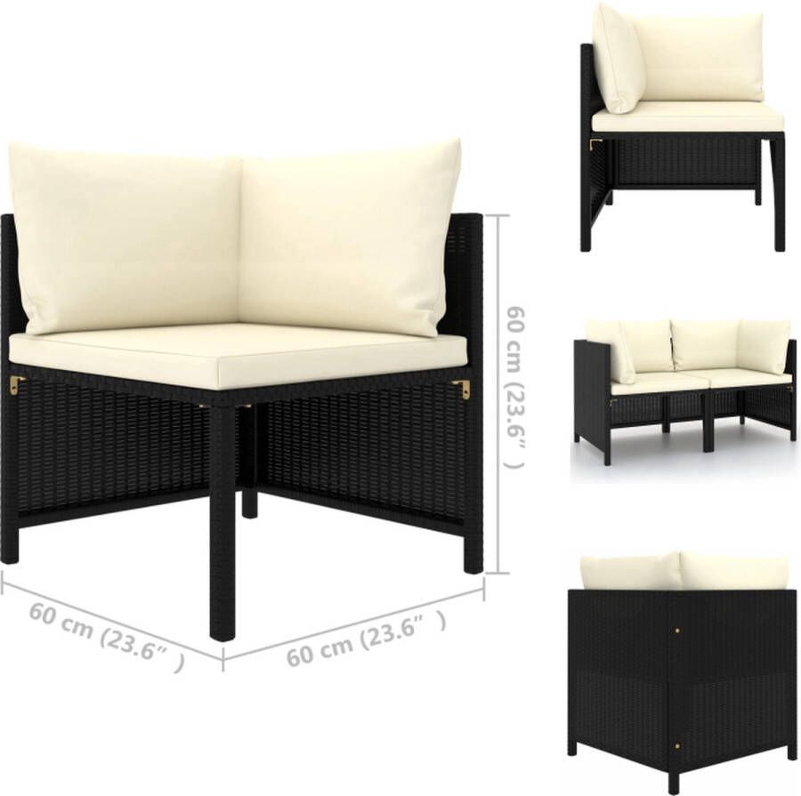 VidaXL Loungebank Hoekbank 60x60x60 cm Zwart PE-rattan en staal Tuinbank