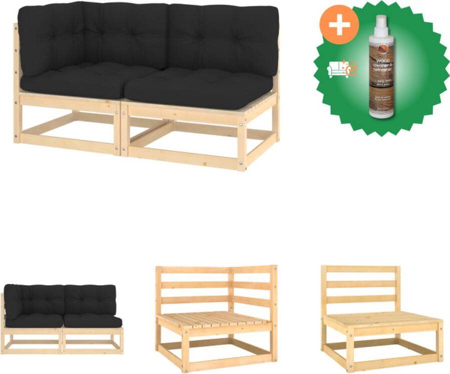 VidaXL Loungebank Massief grenen Hoek Middenbank 70x70x67cm Antraciet Tuinbank Inclusief Houtreiniger en verfrisser